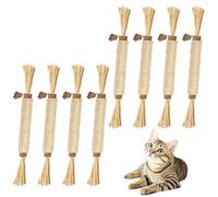 Masticar Palos Gato,Palitos De Hierba Gatera,Palitos De Catnip para Gatos,Palitos Matatabi Gatos,Juego Hierba Gatera para Gato,Hierba Gatera Juguete (Beige*8 PCS)