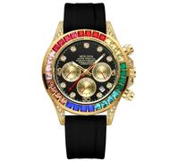 MASTOP Pagani Design Daytona Homage - Reloj analógico de Cuarzo para Hombre, diseño de Panda, Movimiento japonés, cronógrafo, de Lujo, Correa de Silicona, Impermeable, para Hombre, U Diamond Gold