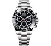 MASTOP Pagani Design Daytona Homage - Reloj analógico de Cuarzo para Hombre, diseño de Panda, Movimiento japonés, cronógrafo, de Lujo, Correa de Silicona, Impermeable, para Hombre, T Steel Black