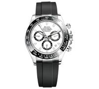 MASTOP Pagani Design Daytona Homage - Reloj analógico de Cuarzo para Hombre, diseño de Panda, Movimiento japonés, cronógrafo, de Lujo, Correa de Silicona, Impermeable, para Hombre, Plateado, Reloj