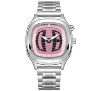 MASTOP Reloj analógico moderno de acero inoxidable con esfera colorida única, elegante y preciso para el uso diario, Plateado, rosa, Spider Man - Reloj de pulsera para hombre, esfera rectangular