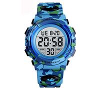 MASTOP Reloj casual con pantalla digital LED, deportivo, militar, multifunción, impermeable, para hombre y mujer, correa de poliuretano (camuflaje azul claro), Cronógrafo, digital, movimiento de