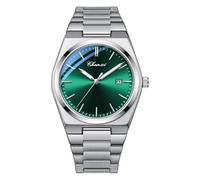 MASTOP Reloj casual de lujo para hombre, impermeable, con fecha luminosa, de acero inoxidable, reloj de cuarzo para hombre, reloj de negocios, resistente al agua, analógico, Verde, Reloj casual de