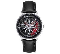 MASTOP Reloj de coche para hombre, diseño hueco creativo, impermeable, correa de acero inoxidable, analógico, apto para hombres y entusiastas de los coches, Plateado, rojo, Clásico de moda