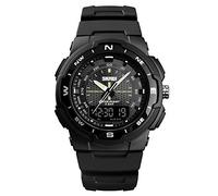 MASTOP Reloj de cuarzo de doble pantalla para hombre, a prueba de golpes e impermeable, con pantalla LED, reloj deportivo al aire libre, Negro, Reloj de cuarzo