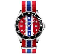MASTOP Reloj de cuarzo para hombre, correa de nailon, estilo británico, para negocios, deportes, fecha, resistente al agua, rojo azul, Reloj de cuarzo