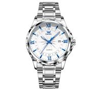 MASTOP Reloj de negocios para hombre con movimiento Quatz, relojes de lujo para hombre con correa de acero inoxidable, esfera de cristal de zafiro, manecillas luminosas e indicadores de hora