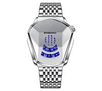 MASTOP Reloj de pulsera analógico de cuarzo para hombre, estilo casual, con cabeza de serpiente, impermeable, de acero inoxidable, para deportes, plateado, Moderno