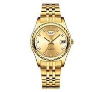 MASTOP Reloj de pulsera de cuarzo de acero inoxidable dorado para mujer, estilo casual, resistente al agua, Dorado (Full Gold), Reloj de cuarzo