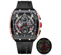 MASTOP Reloj de pulsera para hombre, cronógrafo, deportivo, resistente al agua, luminoso, militar, de cuarzo, correa de silicona, Negro -, Casual Militar