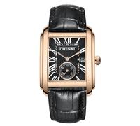 MASTOP Reloj de pulsera para hombre, informal, retro, rectangular, impermeable, analógico, de cuarzo, para hombres, negocios, deportes, regalo, reloj de pulsera con números romanos y correa de cuero