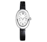 MASTOP Reloj de pulsera para mujer - Elegante reloj de pulsera ovalado de 24 mm - Reloj de pulsera de cuarzo estilo joyería dorada - Dainty Vintage, Plateado negro, Elegante estilo vintage