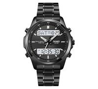MASTOP Reloj deportivo para hombre, grande, digital, analógico, doble pantalla, impermeable, con 3 alarmas de tiempo, cronómetro, fecha, luz nocturna, multifuncional, militar, para hombre, Negro