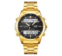 MASTOP Reloj deportivo para hombre, grande, digital, analógico, doble pantalla, impermeable, con 3 alarmas de tiempo, cronómetro, fecha, luz nocturna, multifuncional, militar, para hombre, Dorado