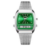 MASTOP Reloj digital analógico dorado para hombre, clásico, resistente al agua, de acero inoxidable, con pantalla digital luminosa, estilo casual de negocios