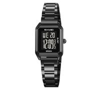 MASTOP Reloj digital dorado para mujer, cuadrado, de acero inoxidable, impermeable, LED, con fecha, alarma, cronómetro, cuenta regresiva, Negro, Deportes delicados de moda