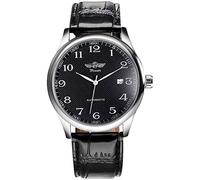 MASTOP Reloj mecánico automático para hombre, de negocios, casual, de alta marca, de cuero, resistente al agua, cronógrafo deportivo, Negro -, Cronógrafo, mecánico, cuerda automática