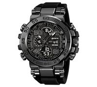 MASTOP Reloj para hombre, analógico, digital, 5 ATM, resistente al agua, de alto contraste, negro, blanco brillante, eleva la mano, retroiluminación, para exteriores, estilo militar, Negro -, Reloj