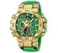 MASTOP Reloj para hombre, analógico, digital, 5 ATM, resistente al agua, de alto contraste, negro, blanco brillante, eleva la mano, retroiluminación, para exteriores, estilo militar, Oro Blanco, Reloj