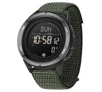 MASTOP Reloj táctico para hombre impermeable de 164 pies con brújula, podómetro, podómetro, metrónomo, relojes militares para hombre, ligero, de fibra de carbono, reloj deportivo digital, Verde