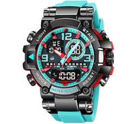 MASTOP Relojes coloridos para hombre, para deportes al aire libre, 55 mm, cara grande, camuflaje, 50 m, impermeable, militar, reloj de pulsera táctico, fecha, multifunción, alarma LED, resistente para