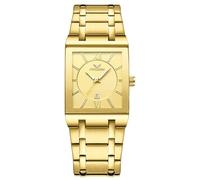 MASTOP Relojes cuadrados para hombre, de acero inoxidable, con fecha, para negocios, impermeable, casual, de cuarzo, analógico, reloj de pulsera, Dorado, Relojes cuadrados para hombre, de acero