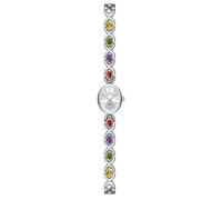 MASTOP Relojes de lujo vintage de oro para mujer con cristal colorido de jade, pequeño, ovalado, delicado, plateado, reloj de pulsera para mujer, reloj de pulsera de cuarzo, resistente al agua