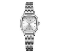 MASTOP Relojes elegantes impermeables para mujer, fácil de leer, tira de acero dorado, cuarzo, estudiantes, reloj cuadrado casual para mujer, Plateado plateado