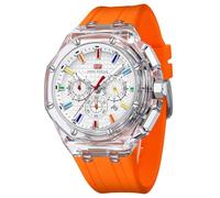 MASTOP Relojes para hombre, multifunción, transparente, analógico, correa de silicona naranja, calendario, cronógrafo, luminoso, resistente al agua, relojes de pulsera para hombre, colorido y moderno