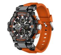 MASTOP Relojes tácticos para hombre, multifunción, militar, deportivo, resistente al agua, alarma de doble hora, a prueba de golpes, relojes para hombre, Naranja, Deportes Moda Militar