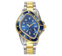 MASTOP Relojes únicos para hombre, resistente al agua, de acero inoxidable, con movimiento de cuarzo luminoso, función de calendario y esfera verde, regalo perfecto para hombre, Dorado, plateado y