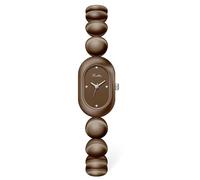 MASTOP Relojes vintage para mujer, reloj de vestir con esfera ovalada de perlas, elegante, pulsera delicada para mujer, impermeable, analógico, casual, Café, Vintage