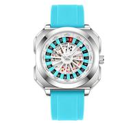 MASTOP Roulette Wheel - Reloj de pulsera para hombre, esfera giratoria de póquer, correa de goma de silicona, reloj único, creativo y llamativo, para hombre, Azul, Unique Watches - Reloj giratorio