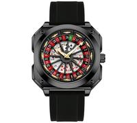 MASTOP Roulette Wheel - Reloj de pulsera para hombre, esfera giratoria de póquer, correa de goma de silicona, reloj único, creativo y llamativo, para hombre, Todo negro, Unique Watches - Reloj