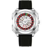 MASTOP Roulette Wheel - Reloj de pulsera para hombre, esfera giratoria de póquer, correa de goma de silicona, reloj único, creativo y llamativo, para hombre, Negro -, Unique Watches - Reloj giratorio