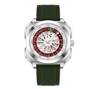 MASTOP Roulette Wheel - Reloj de pulsera para hombre, esfera giratoria de póquer, correa de goma de silicona, reloj único, creativo y llamativo, para hombre, Verde, Unique Watches - Reloj giratorio
