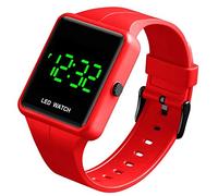MASTOP Simple - Reloj electrónico cuadrado para hombre y mujer, con pantalla LED, pantalla grande, resistente al agua, fecha, correa de poliuretano, para parejas, Rojo A, Moda deportiva moderna