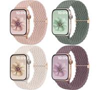 Mastten 4 Pack Correas Compatibles con Apple Watch Correa 40mm 41mm 38mm 42mm Mujer Hombr, Correa Deportiva de Nylon Trenzado, Pulsera Solo Loop para iWatch SE3 SE2 SE 11 10 9 8 7 6 5 4 3 2 1