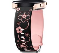 Mastten Correa Grabada de Flores Compatible con Samsung Galaxy Watch 6 5 4 Active 2 (40mm/44mm), 5 Pro, 4 Classic/3 41mm - Correa Deportiva de Silicona Suave 20mm