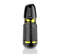 Masturbador Masculino Copa De Masturbación De Vibración Automática Eléctrica Con 10 Modos De Rotación De Empuje Potentes Y Gemidos Femeninos Coño De Vagina Realista 3D Oral,Negro