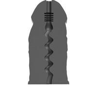 Masturbador Real Skin Touch "E-Boy", negro, material supersuave, interior estructurado para una sensación realista.