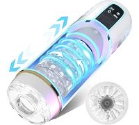 Masturbadores Masculino Eléctrico, Masturbador de Copa Eléctrico 10 Modos con Vibración y Empuje Realista 3D Textura Vagina para Masturbator Fácil de Limpiar Erótico Juguete Sexual