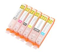 MasYosh Cartucho de Tinta de 6 Piezas, Cartucho de Tinta de Impresora Recargable de Chips Permanente con 6 Colores BK C M y Gy, para Fotos de Impresión Documentos de Prueba (670-671)