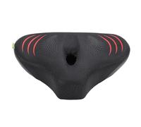 MasYosh Cojín para Asiento de Bicicleta, Absorción de Impactos Amplia y Gruesa con Cuero PU 3D y Guía de Aire Hueca, para Pelotón y Bicicleta Estática (Negro Rojo)