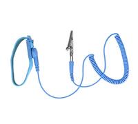 MasYosh Correa de Muñeca Resistente a la Estática, Pulsera ESD Reutilizable Ajustable con Cable de Tierra y Cable en Espiral Extralargo, para Protección de PC de Equipos Electrónicos (Azul)