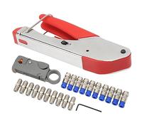 MasYosh Engarzadora de Cable Coaxial, Herramienta Pelacables Profesional con Conector F, para RG59 RG6 RG58 3V 2V 4C 5C Antena de TV CCTV Cable Módem