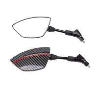 MasYosh Espejo Retrovisor de Motocicleta Vidrio Convexo Giratorio de 360 | Ajuste Universal con Base de 8 Mm, Carcasa de ABS de Fibra de Carbono, Construcción de Metal para Mayor Durabilidad, Visión