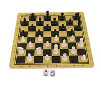 MasYosh Juego de Ajedrez de Plástico 3 en 1, Juego de Mesa Internacional de Damas de Ajedrez con Diseño Suave y Duradero, para Viajes Familiares, Entretenimiento para Acampar