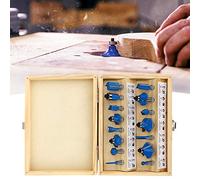 MasYosh Juego de Brocas para Enrutador de 15 Piezas, Accesorio para Recortadora de Carpintería con Hoja de Carburo de Tungsteno YG8 con Rodillos de Rodamiento Cerrados, para una