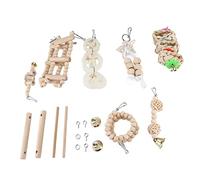 MasYosh Juego de Juguetes para Masticar con Columpio para Jaula de Pájaros, para Periquitos, Guacamayos, Pinzones, Tortolitos, 8 Piezas, Escaleras en Espiral de Madera para Pájaros, Juguetes